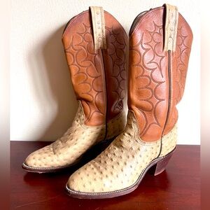 Vintage Frye leather and ostrich boots sz 6.5 women’s